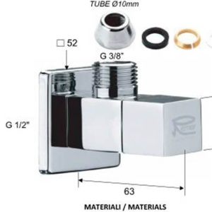Кран угловой 1/2х3/8 с цангой Square Remer RR 128S