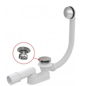 A507CKM-80 Сифон д/ван низкий, с тонк.рез не для стал.ванн ClicK-Clack AL хром ALCAPLAST