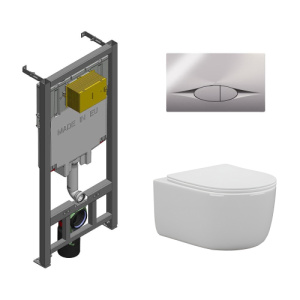 Комплект Jacob Delafon 3в1: Инсталляция для унитаза Jacob Delafon E21822-CP + Унитаз подвесной AVS 801-0036-P-T2-GW + Клавиша смыва хром